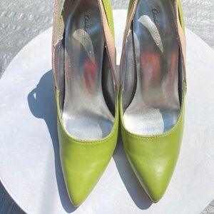 Charlotte Russe Green (Chartreuse?) and Tan Pumps - 8